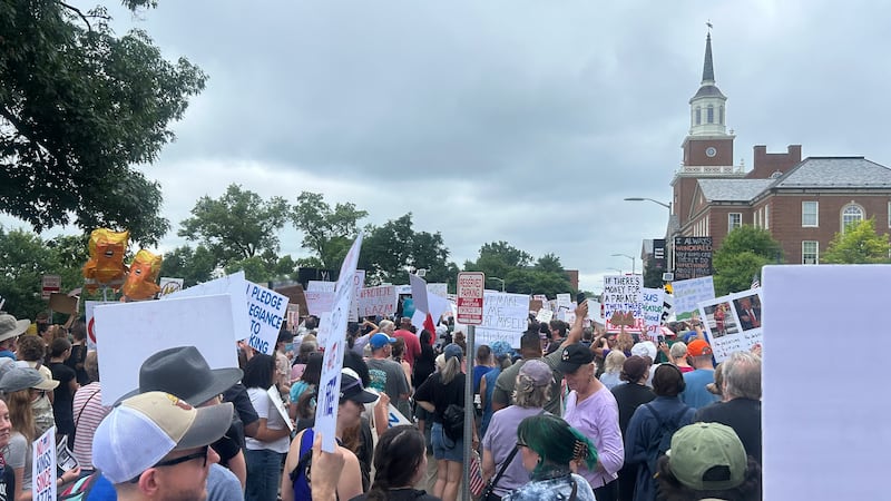 Thousands of people gathered at the University of Cincinnati Saturday for the "No Kings" protest.