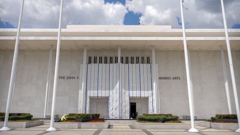 The exterior of the Kennedy Center is seen, Friday, July 31, 2026, in Washington. (AP...