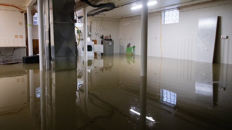 An apartment building's basement in Hyde Park flooded due to extreme rainfall on July 17, 2026.