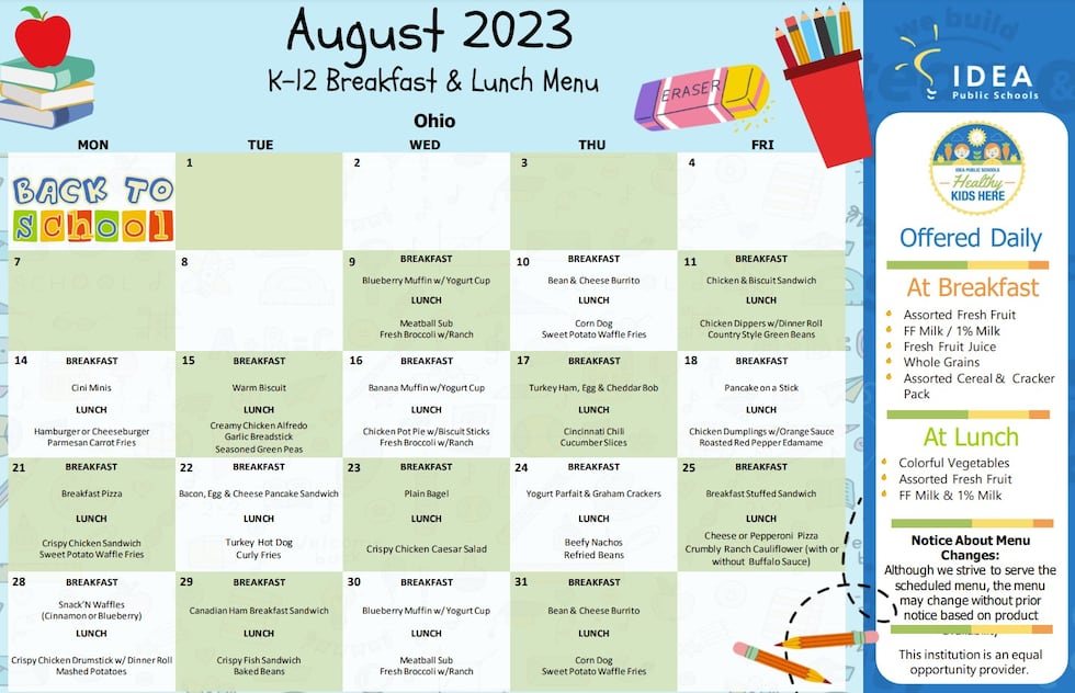 IDEA Public Schools menu.