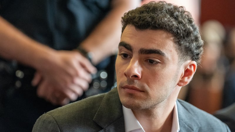 Luigi Mangione attends a pre-trial hearing at Manhattan Criminal Court in New York, Tuesday,...