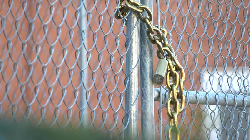 A padlocked gate is seen around Martin Luther King Jr.'s birth home in Atlanta.