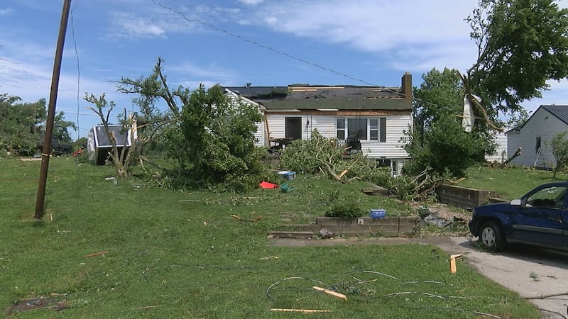 Homes are missing roofs and power lines are down across Maysville.
