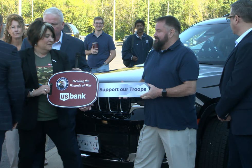 Retired Staff Sgt. Paul Brondhaver, a Purple Heart recipient, was gifted a new Jeep Grand...