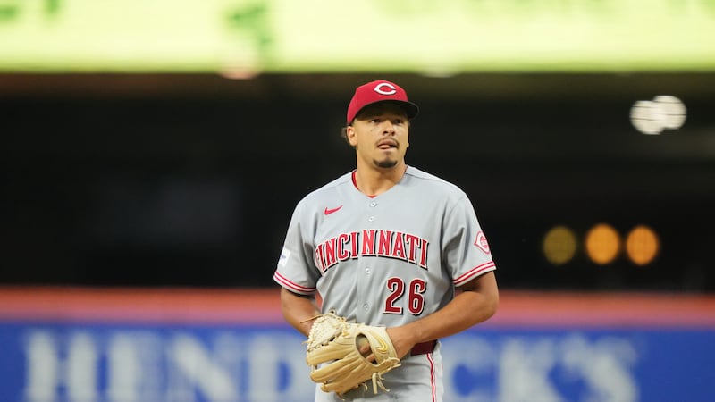Cincinnati Reds' Chase Burns (26) during the second inning of a baseball game against the New...