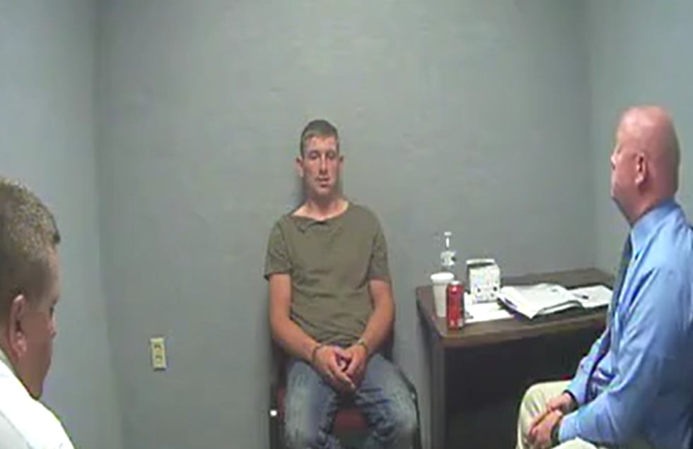 Chad Doerman being questioned by detectives after he killed his three sons.