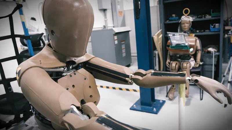 A THOR crash test dummy at a Humanetics facility in Michigan.