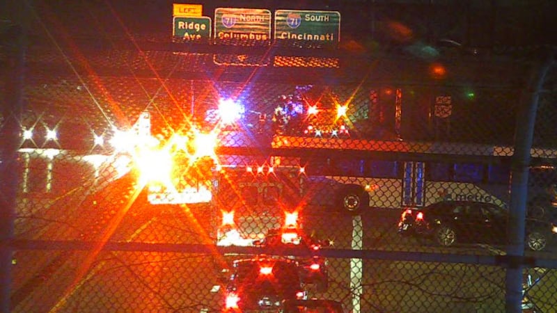 Two people were hospitalized from a four-vehicle crash that shut down all lanes of the...