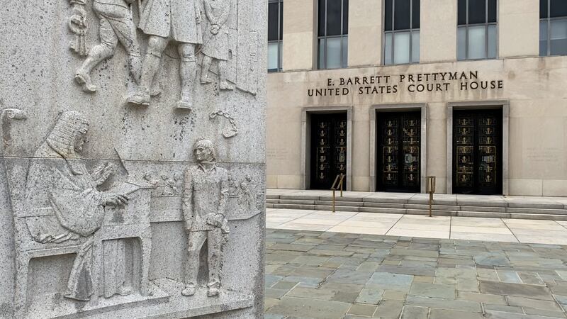 The exterior of the E. Barrett Prettyman Court House in Washington, D.C.
