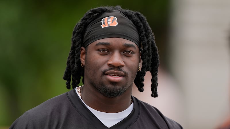 Cincinnati Bengals unsigned draft pick Shemar Stewart arrives for NFL football practice on...