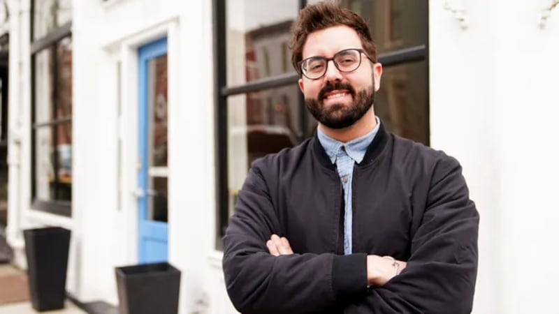 Cory Bowman, half-brother of Vice President JD Vance, at Kings Arms Coffee in Cincinnati.