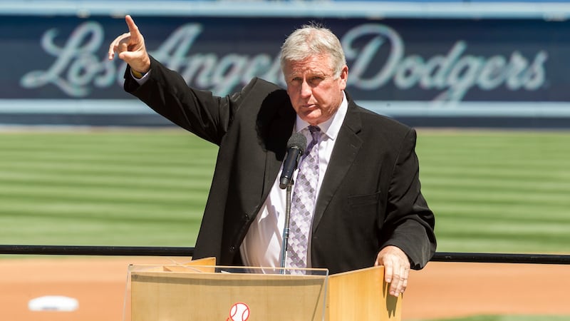 FILE - Los Angeles Dodgers former pitcher Tommy John praises his late friend, Dr. Frank Jobe...