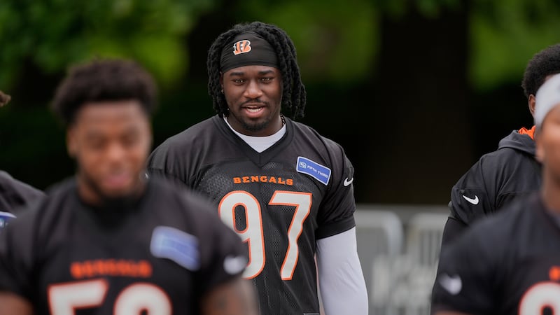 Cincinnati Bengals unsigned draft pick Shemar Stewart arrives for NFL football practice on...