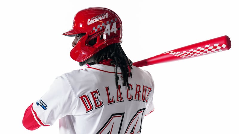 ATLANTA, GA - MAY 06: Elly De La Cruz #44 of the Cincinnati Reds poses during the MLB Speedway...