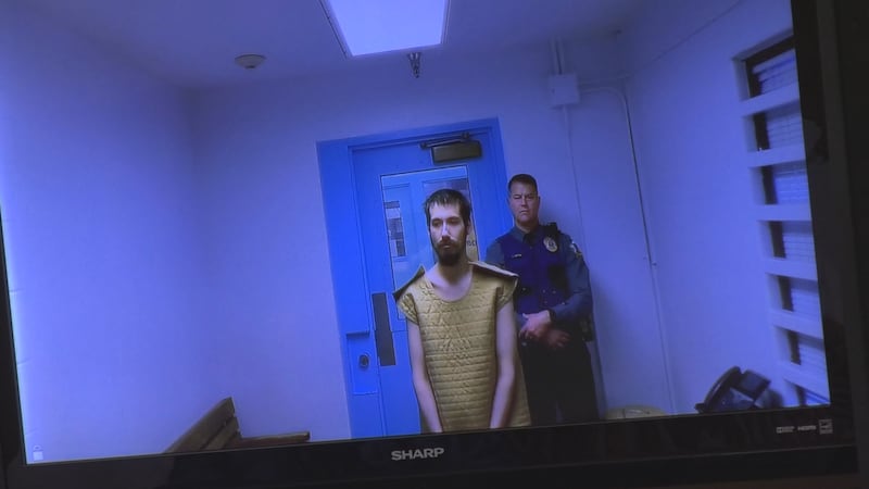 29-year-old Brian Davenport appears in Fairbanks court via livestream for an arraignment. He's...