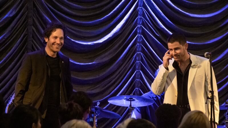 Paul Rudd as Rick and Nick Jonas as Danny in Power Ballad. Photo Credit: David Cleary