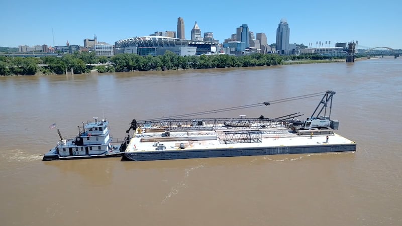 The Elizabeth Ann barge is officially in the Greater Cincinnati Area.