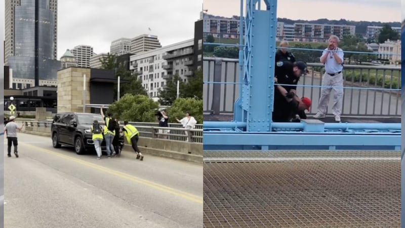 Chaotic and tense moments were captured on video as police and protesters clashed on the...