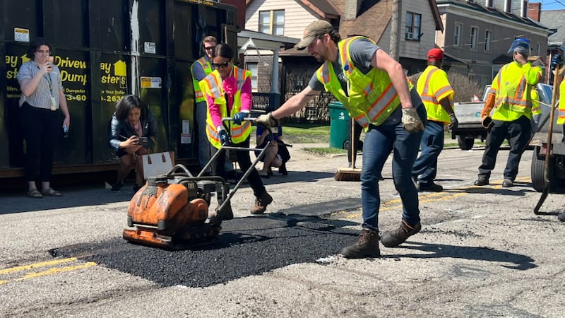 City of Cincinnati Department of Public Safety crews fix potholes in East Price Hill.