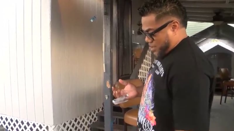 A man in Hawaii said he and his dog were attacked by two dogs that escaped from a chain-link...
