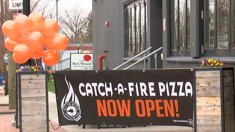 Customers can enjoy Catch-a-Fire Pizza inside of West Side Brewing.
