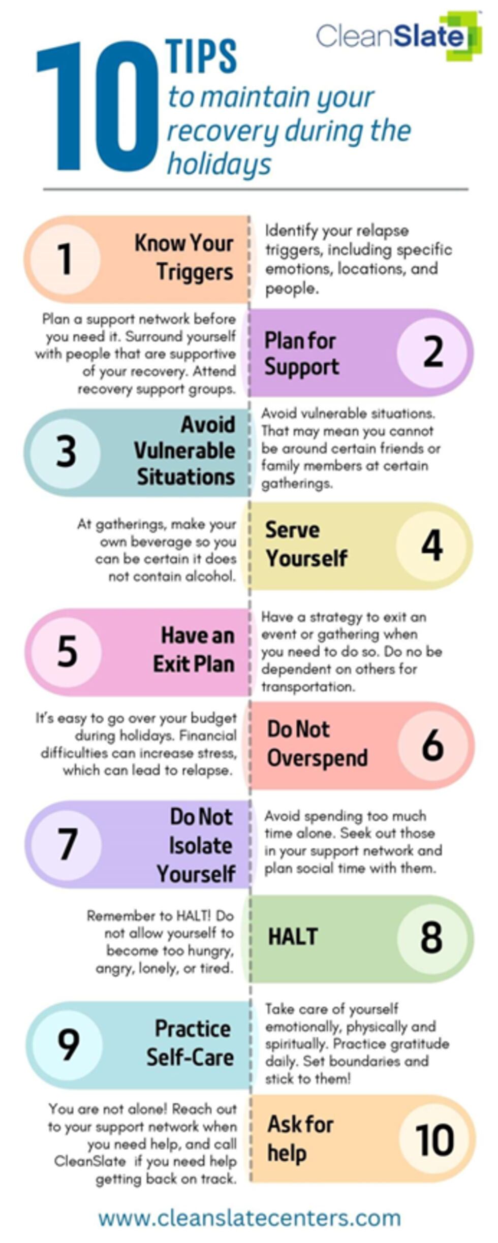 10 tips to maintain your recovery during the holidays.