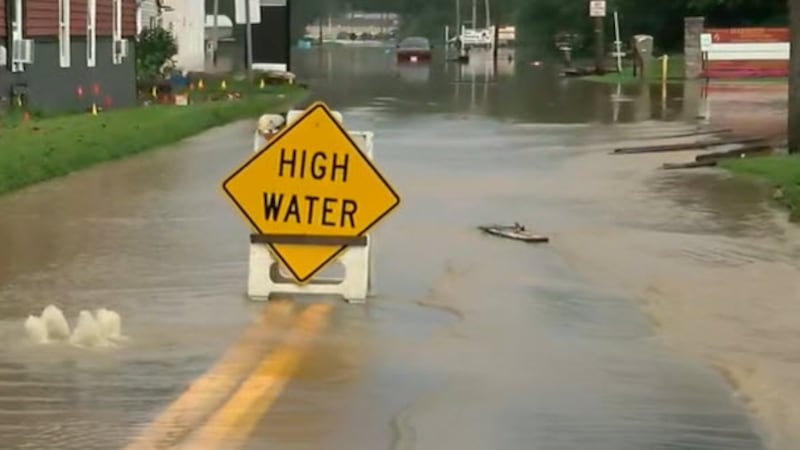 State Street is flooded in Harrison Friday morning with an evacuation order in effect for...