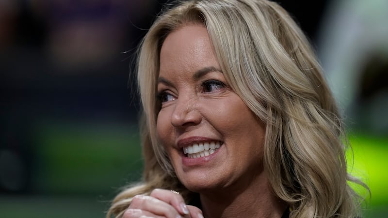 FILE - Los Angeles Lakers owner Jeanie Buss attends the team's NBA preseason basketball game...