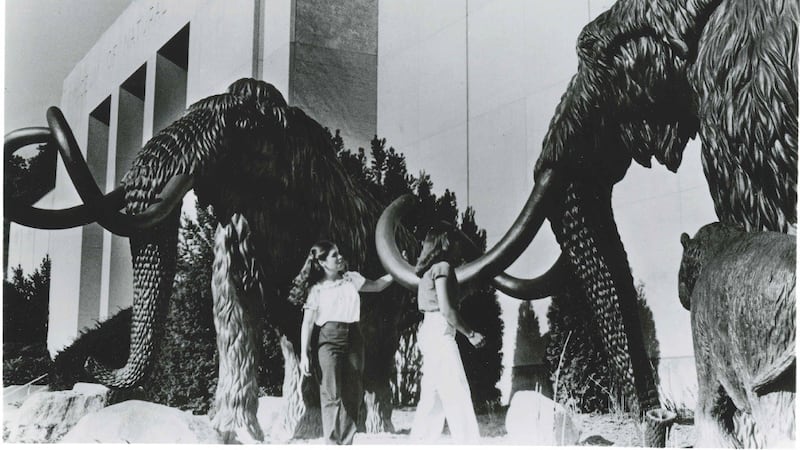 Woolly mammoth statues outside of Gilbert Avenue.