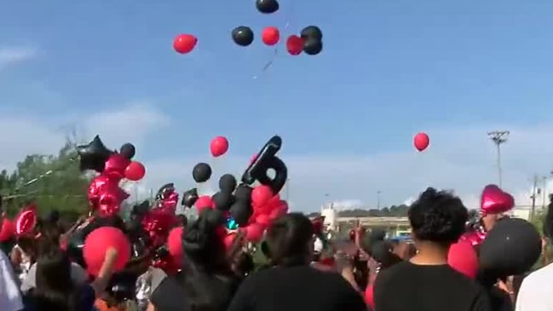 Family and friends hold balloon release as police investigate Saturday crash