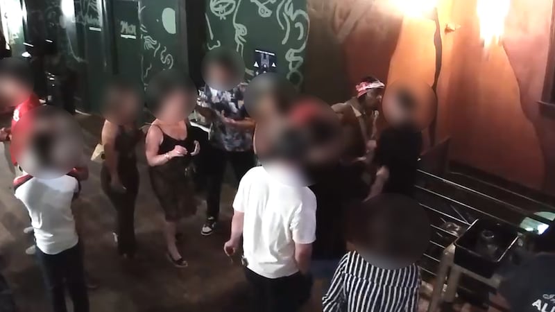 Video shows former Bengal Adam “Pacman” Jones (brown top) inside Second Story Bar prior to his...