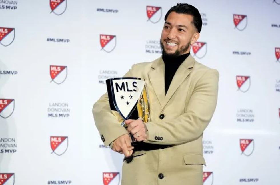 FC Cincinnati midfielder Luciano Acosta, poses for a photo after being named Major League...