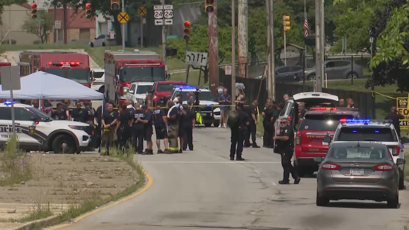 Toledo Police, Toledo Fire and Rescue and HAZMAT crews respond to Phillips and Detroit in an...