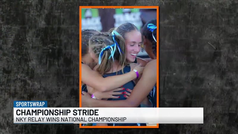 Norah Barker, Aubrey Poore, Mariah Burton, and Stella Carpenter won the Distance Medley Relay...
