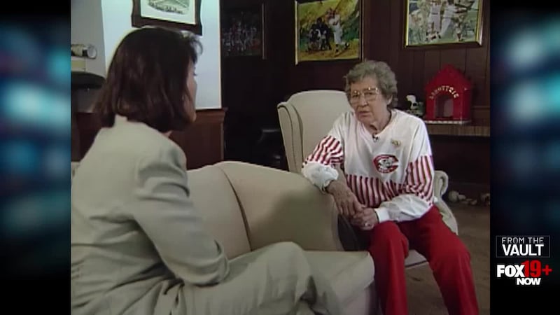 Controversial former Cincinnati Reds owner Marge Schott speaks as the 1994 Major League...