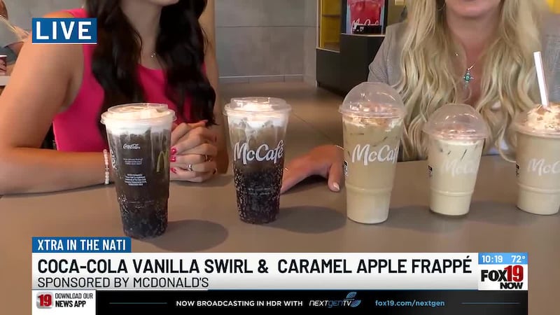 Coca-Cola vanilla swirl, caramel apple frappe at McDonald's