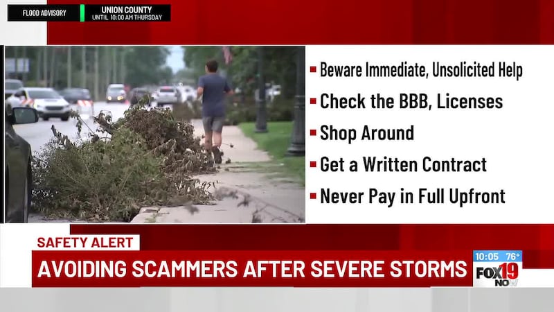 Avoiding scammers after severe storms